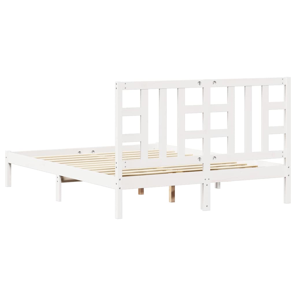 Bed Frame without Mattress White 150x200 cm King Size Solid Wood