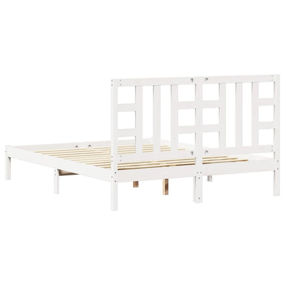 Bed Frame without Mattress White 150x200 cm King Size Solid Wood