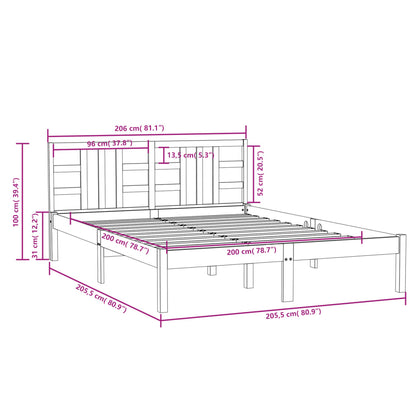 Bed Frame without Mattress Honey Brown 200x200 cm Solid Wood