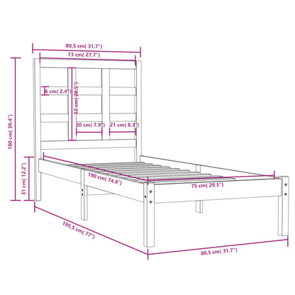 Bed Frame without Mattress White 75x190 cm Small Single Solid Wood