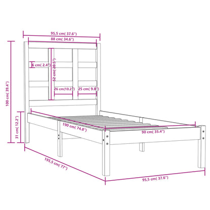 Bed Frame without Mattres 90x190 cm Singles Solid Wood