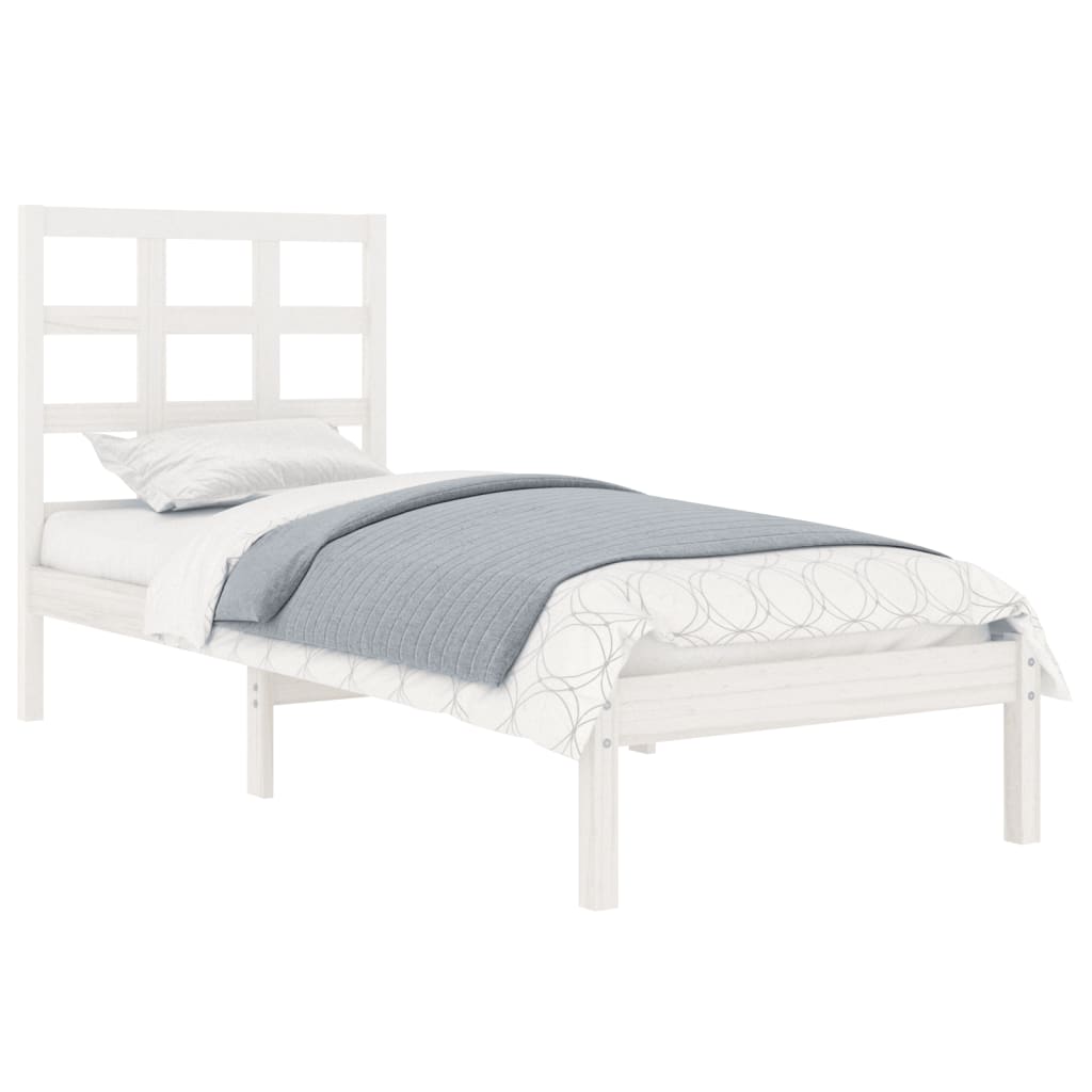 Bed Frame without Mattress White 90x190 cm Single Solid Wood