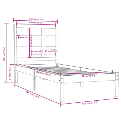 Bed Frame without Mattress White 90x190 cm Single Solid Wood