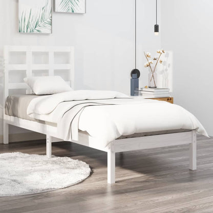 Bed Frame without Mattress White 90x190 cm Single Solid Wood