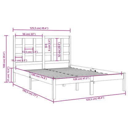 Bed Frame without Mattress White 120x190 cm Small Double Solid Wood
