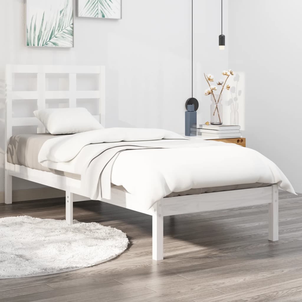 Bed Frame without Mattress White 100x200 cm Solid Wood