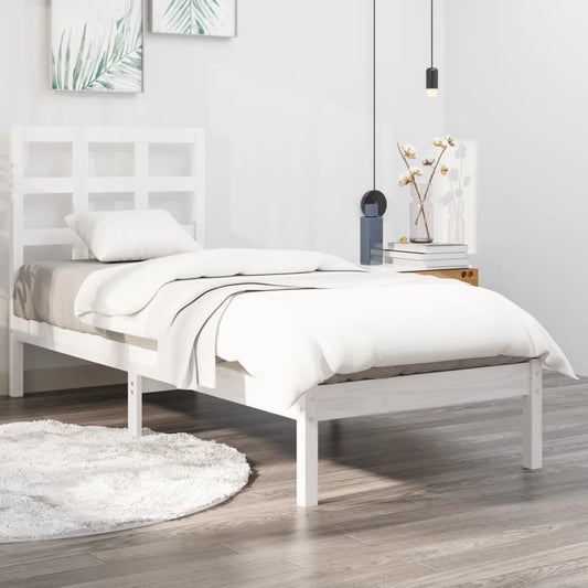 Bed Frame without Mattress White 100x200 cm Solid Wood