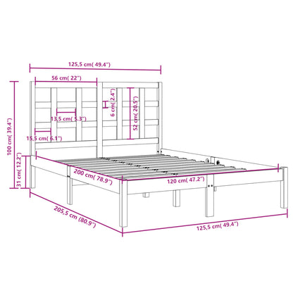 Bed Frame without Mattress White 120x200 cm Solid Wood