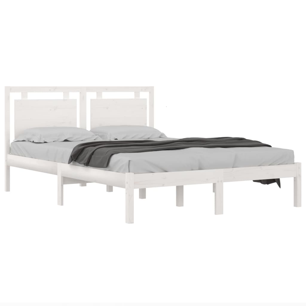 Bed Frame without Mattress White 120x190 cm Small Double Solid Wood