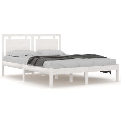 Bed Frame without Mattress White 135x190 cm Double Solid Wood