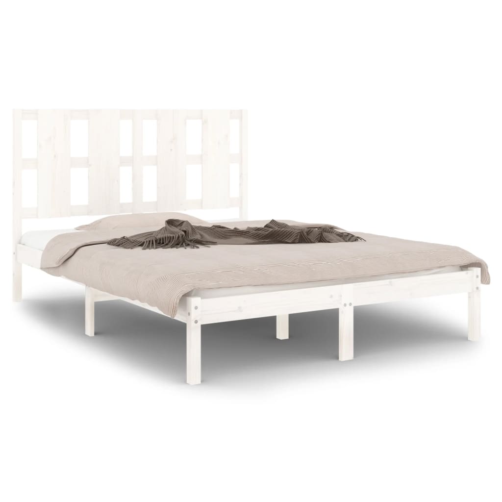 Bed Frame without Mattress White 120x190 cm Small Double Solid Wood