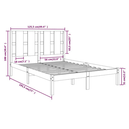 Bed Frame without Mattress White 120x190 cm Small Double Solid Wood