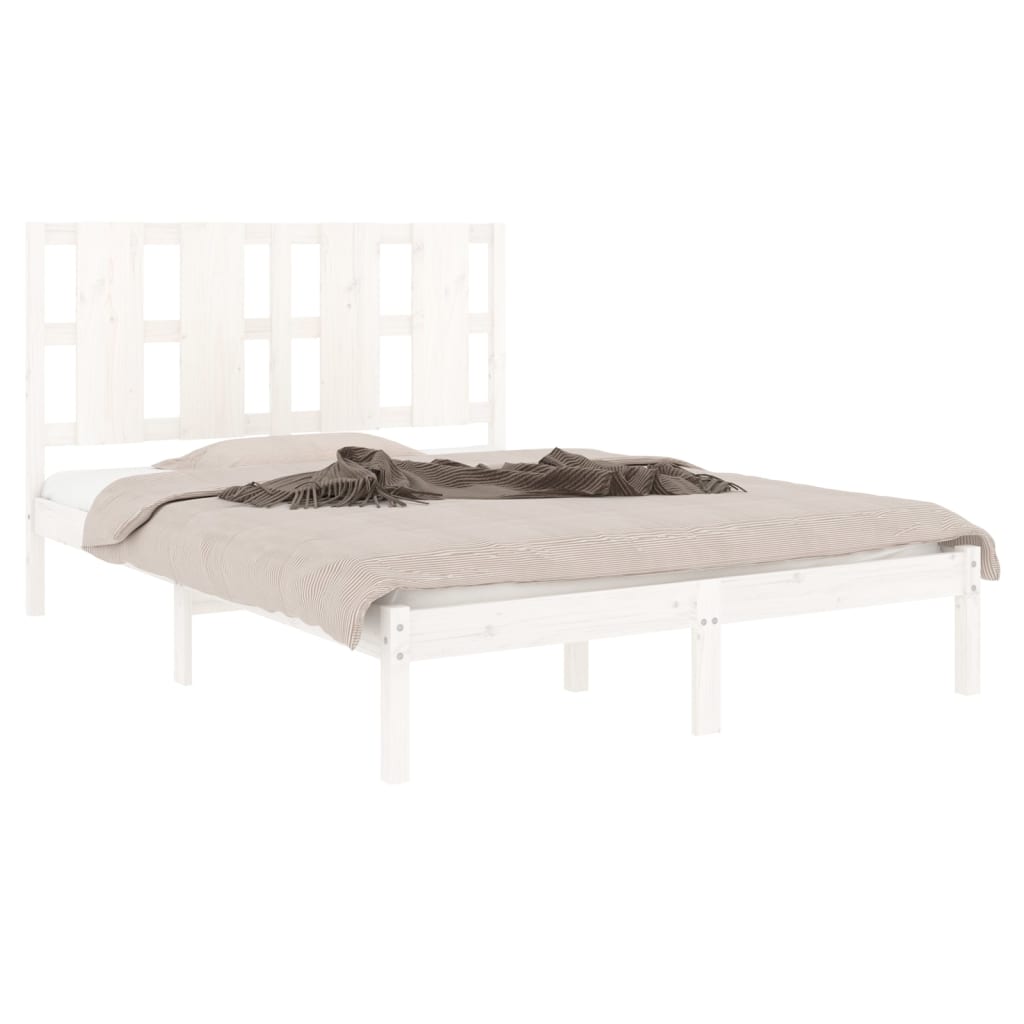 Bed Frame without Mattress White 140x190 cm  Solid Wood Pine
