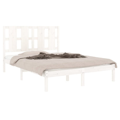 Bed Frame without Mattress White 140x190 cm  Solid Wood Pine