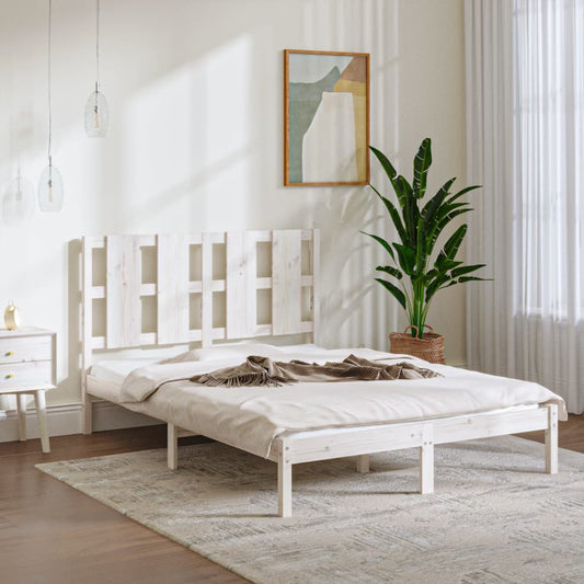 Bed Frame without Mattress White 140x190 cm  Solid Wood Pine