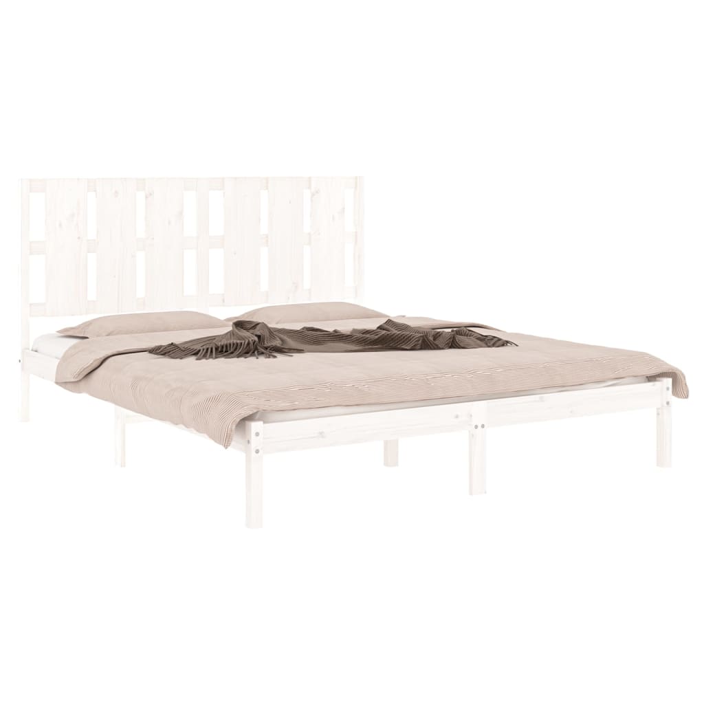 Bed Frame without Mattress White 150x200 cm King Size Solid Wood