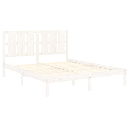 Bed Frame without Mattress White 150x200 cm King Size Solid Wood