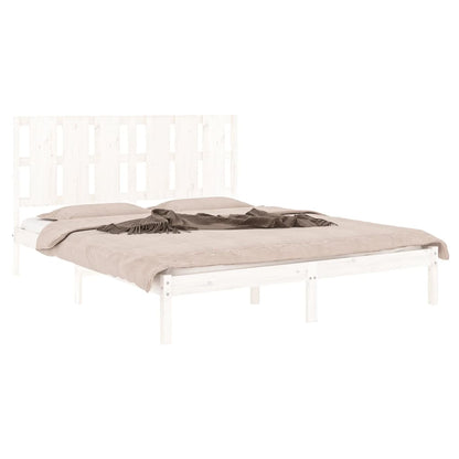 Bed Frame without Mattress White Pine 160x200 cm Solid Wood