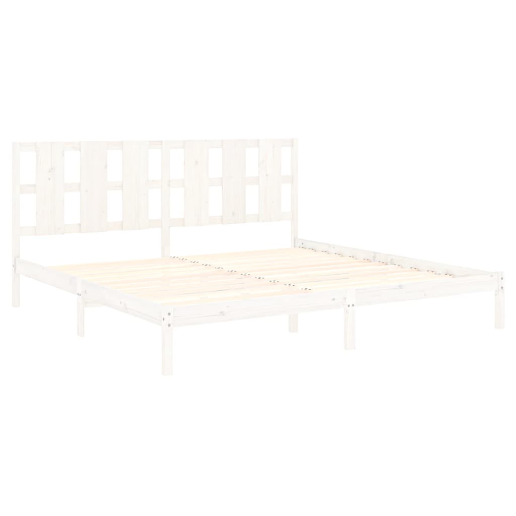 Bed Frame without Mattress White 180x200 cm Super King Solid Wood