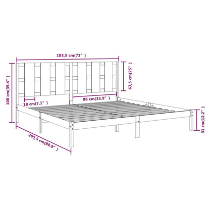 Bed Frame without Mattress White 180x200 cm Super King Solid Wood