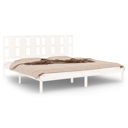 Bed Frame without Mattress White 200x200 cm Solid Wood Pine