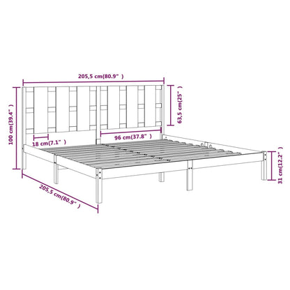 Bed Frame without Mattress White 200x200 cm Solid Wood Pine