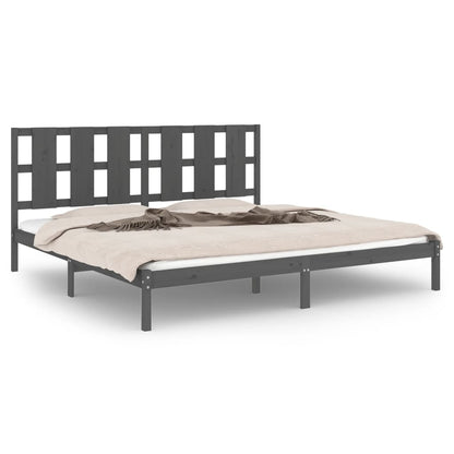 Bed Frame without Mattress Grey 200x200 cm Solid Wood Pine