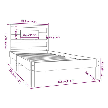 Bed Frame without Mattress 90x200 cm Solid Wood