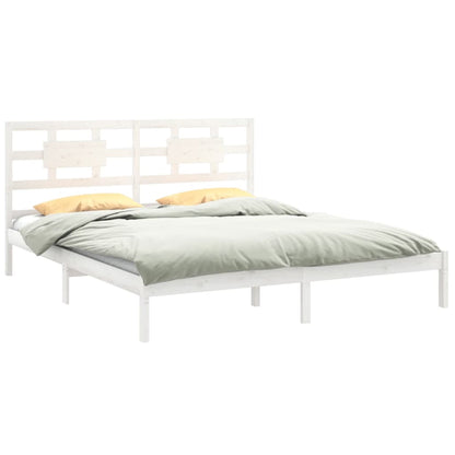 Bed Frame without Mattress White 180x200 cm Super King Solid Wood
