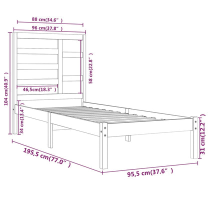 Bed Frame without Mattress Solid Wood 90x190 cm Single Single