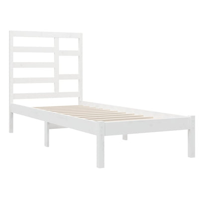 Bed Frame without Mattress White Solid Wood 90x190 cm Single Single