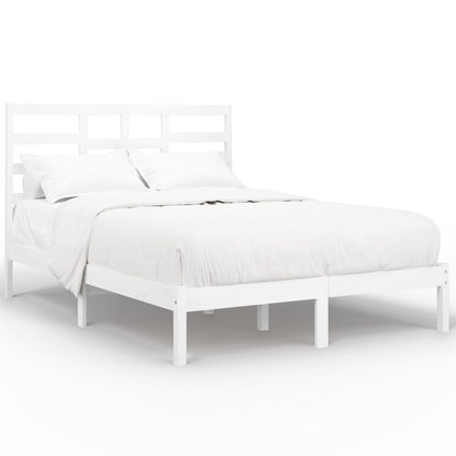 Bed Frame without Mattress White Solid Wood 120x190 cm Small Double