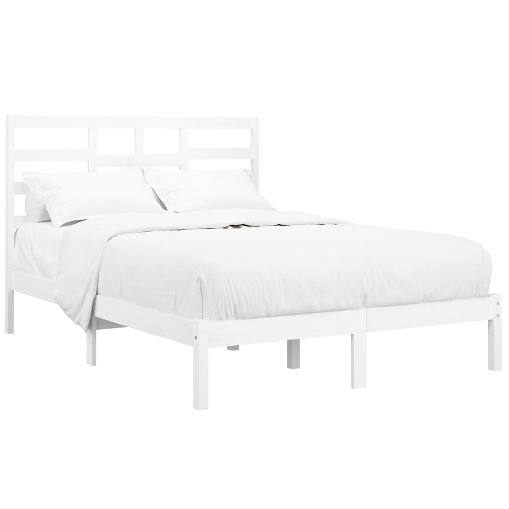 Bed Frame without Mattress White Solid Wood 120x190 cm Small Double
