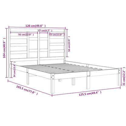 Bed Frame without Mattress White Solid Wood 120x190 cm Small Double