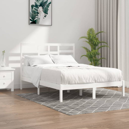 Bed Frame without Mattress White Solid Wood 120x190 cm Small Double