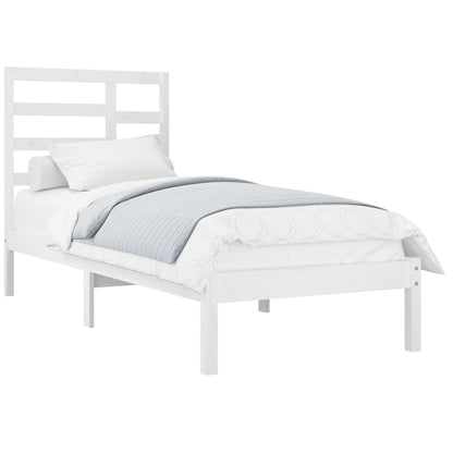 Bed Frame without Mattress White Solid Wood 90x200 cm