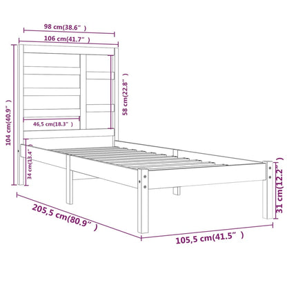 Bed Frame without Mattress Solid Wood 100x200 cm