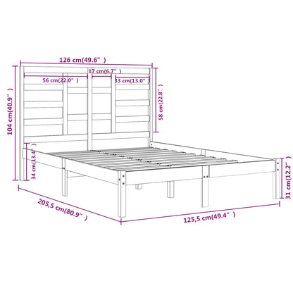 Bed Frame without Mattress White Solid Wood 120x200 cm