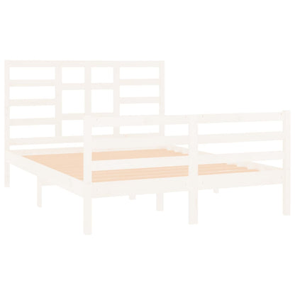 Bed Frame without Mattress White Solid Wood 120x190 cm Small Double