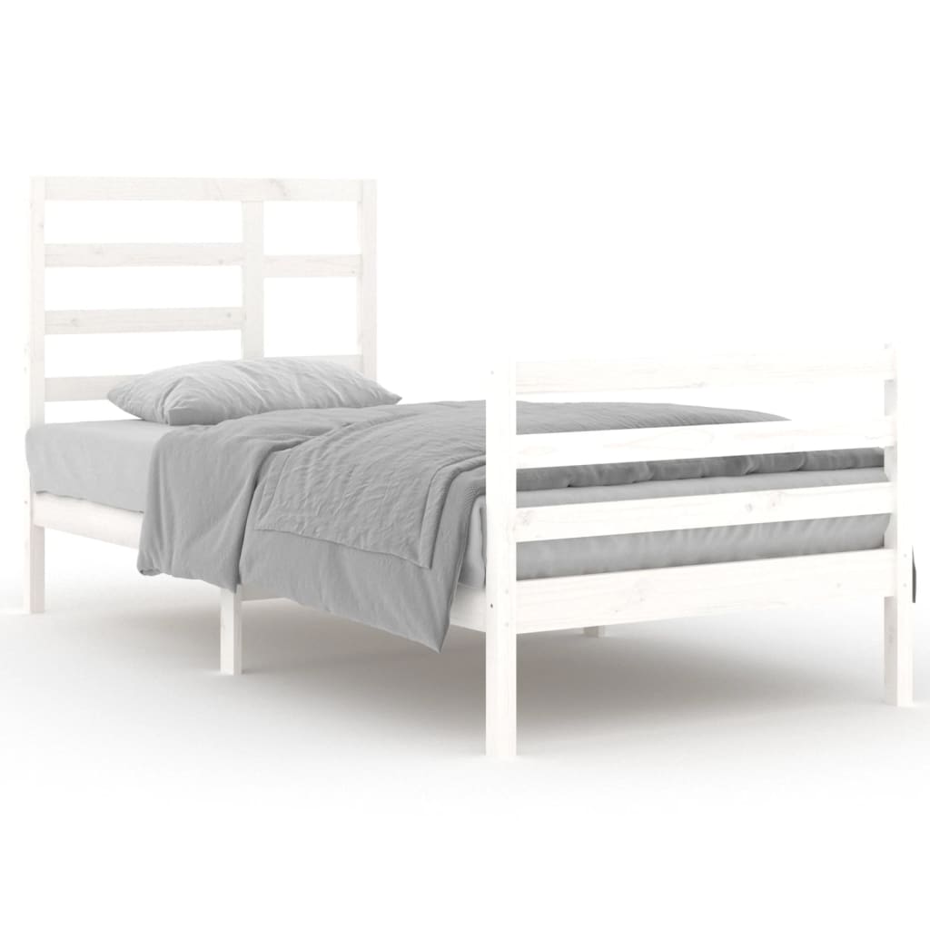 Bed Frame without Mattress White Solid Wood 90x200 cm