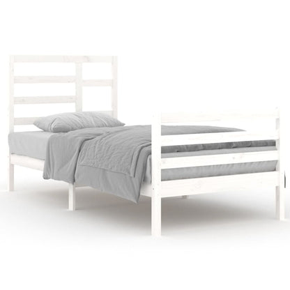 Bed Frame without Mattress White Solid Wood 90x200 cm