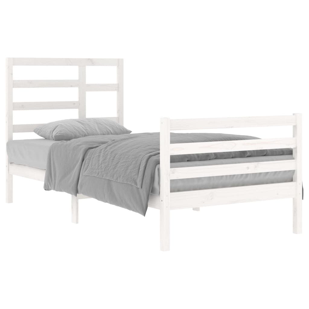 Bed Frame without Mattress White Solid Wood 90x200 cm