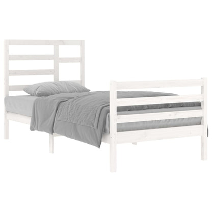 Bed Frame without Mattress White Solid Wood 90x200 cm