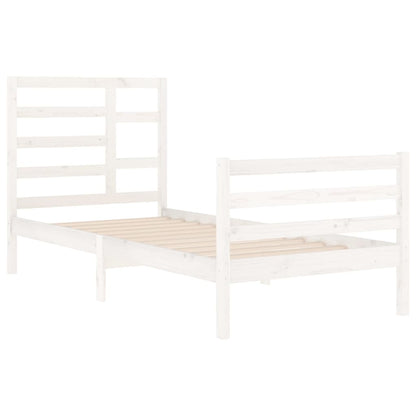 Bed Frame without Mattress White Solid Wood 90x200 cm