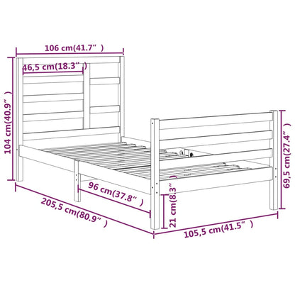 Bed Frame without Mattress Solid Wood 100x200 cm