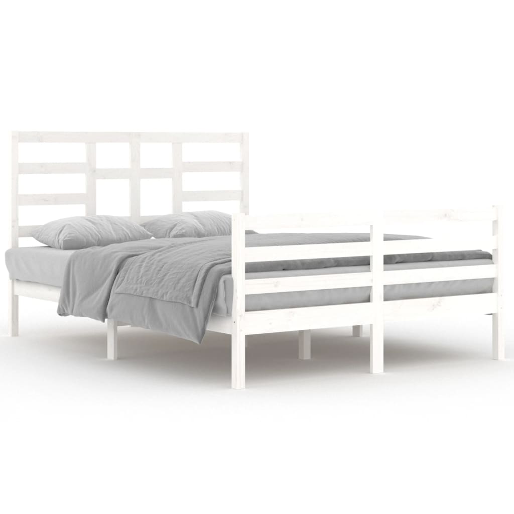 Bed Frame without Mattress White Solid Wood 140x200 cm