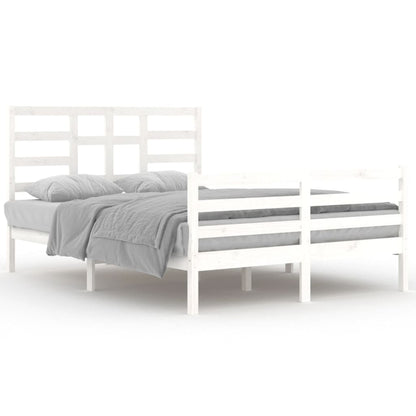 Bed Frame without Mattress White Solid Wood 140x200 cm