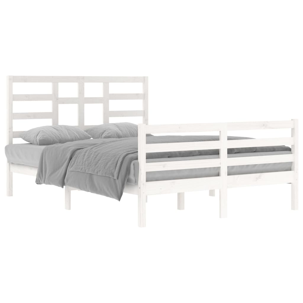 Bed Frame without Mattress White Solid Wood 140x200 cm
