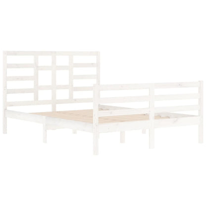 Bed Frame without Mattress White Solid Wood 140x200 cm