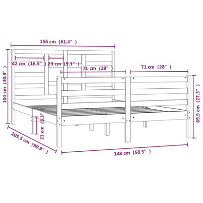 Bed Frame without Mattress Solid Wood 150x200 cm King Size